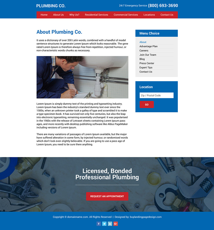 plumbing company responsive website design