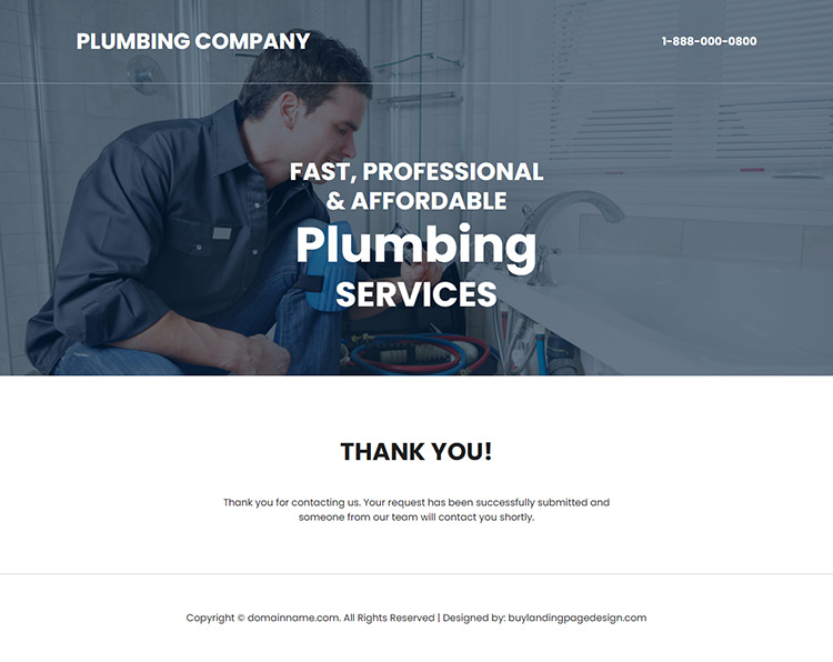 affordable plumbing service lead capture landing page