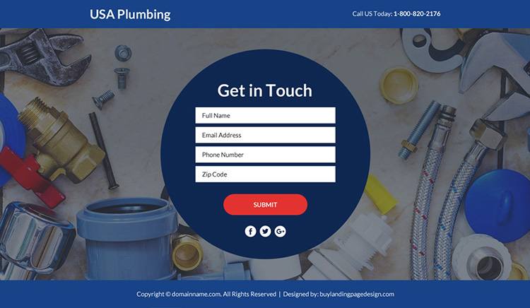 plumbing service funnel responsive landing page