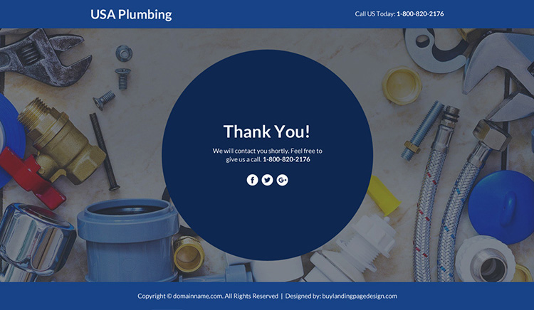 plumbing service funnel responsive landing page