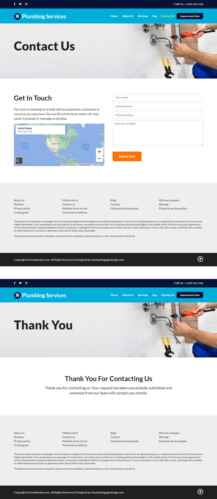 emergency plumbing services responsive website design
