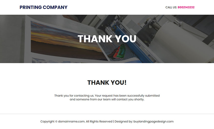 printing services lead capture responsive landing page