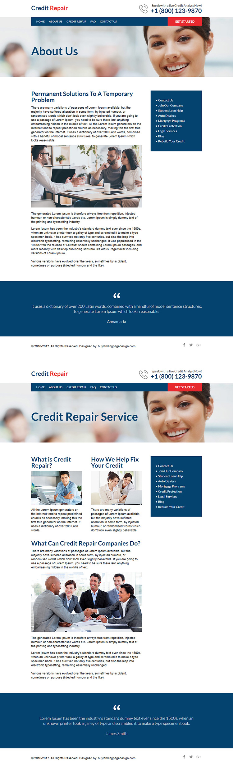 professional credit repair responsive website design