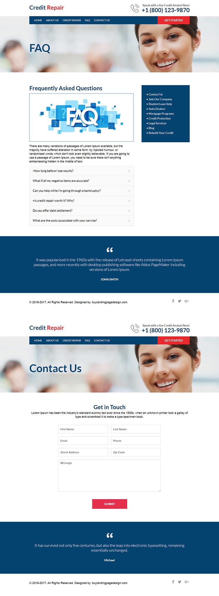 professional credit repair responsive website design