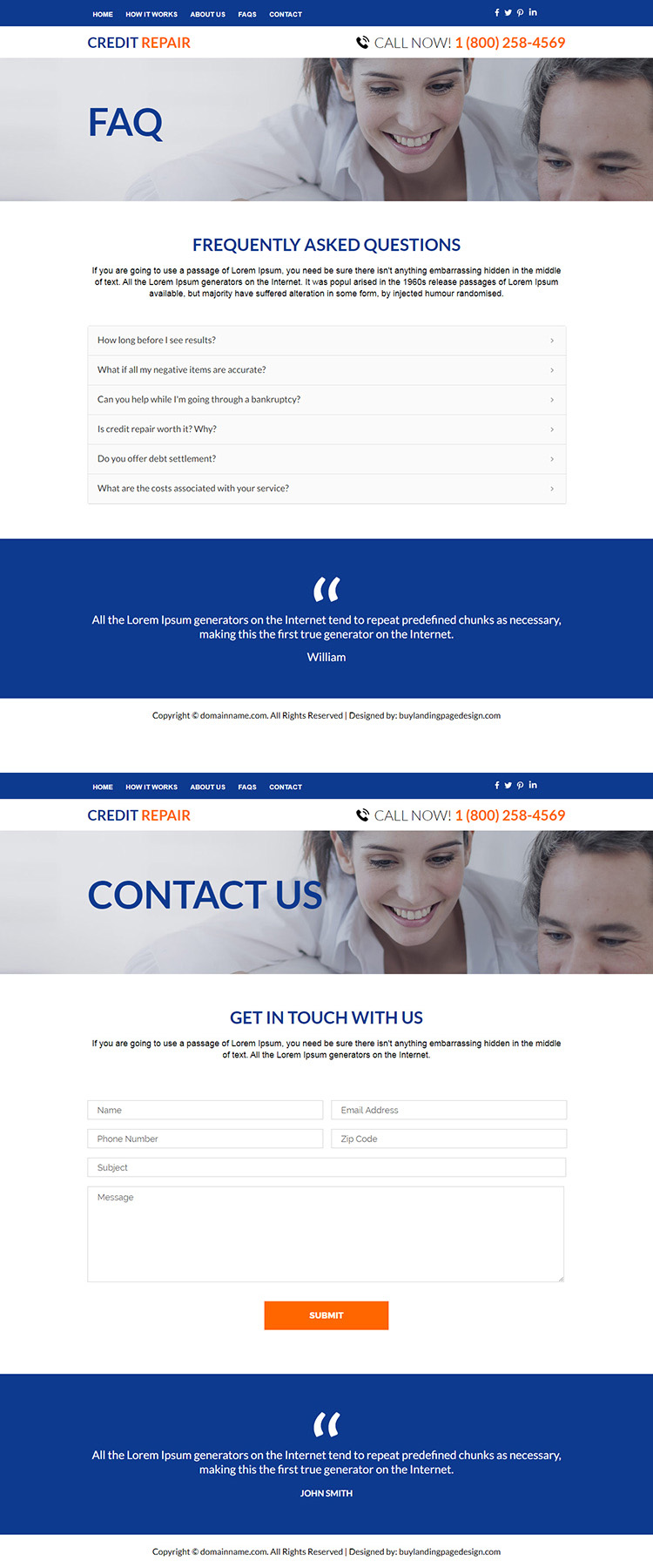 professional credit repair sign up capturing responsive website design