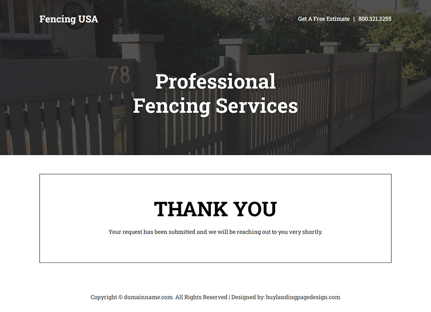 professional fencing service free estimate landing page