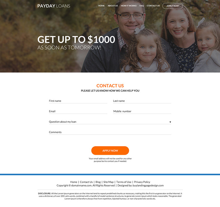 professional payday loan responsive website design
