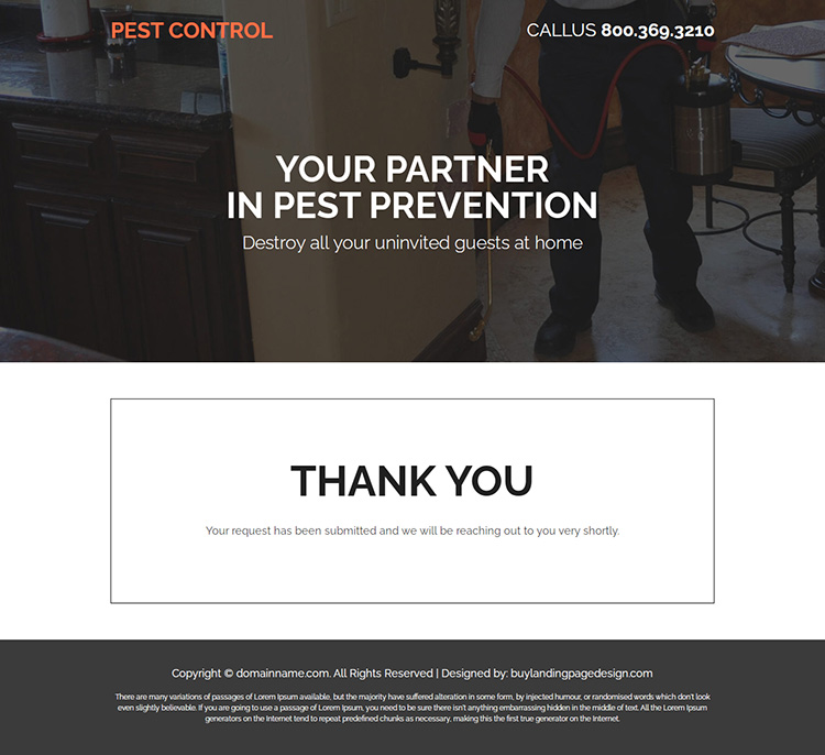 expert pest prevention service lead capture landing page