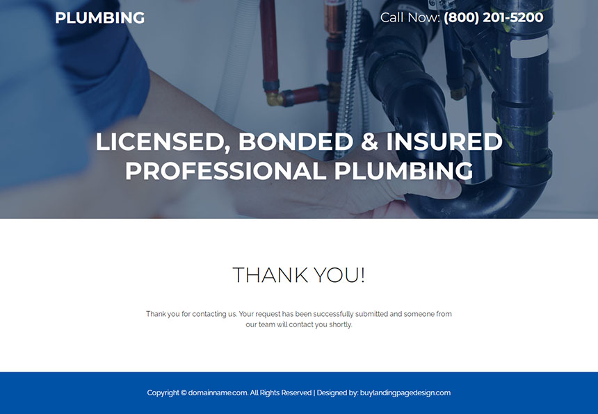 professional plumbing repair service lead capture landing page