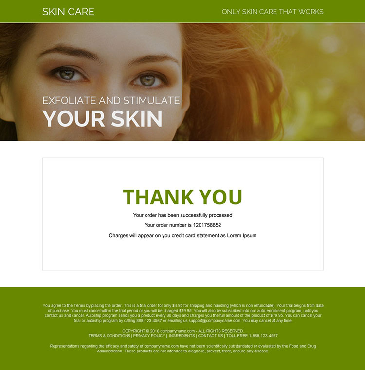 professional skin care product bank page design