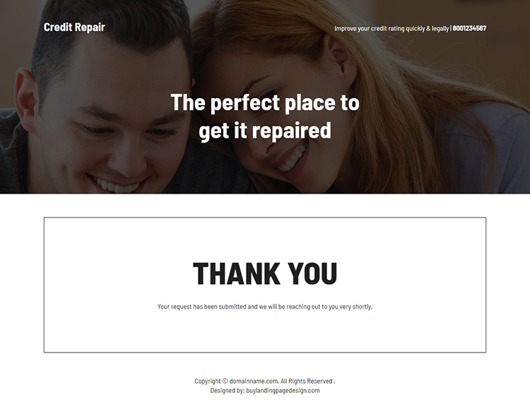 bad credit repair and restoration consultation landing page