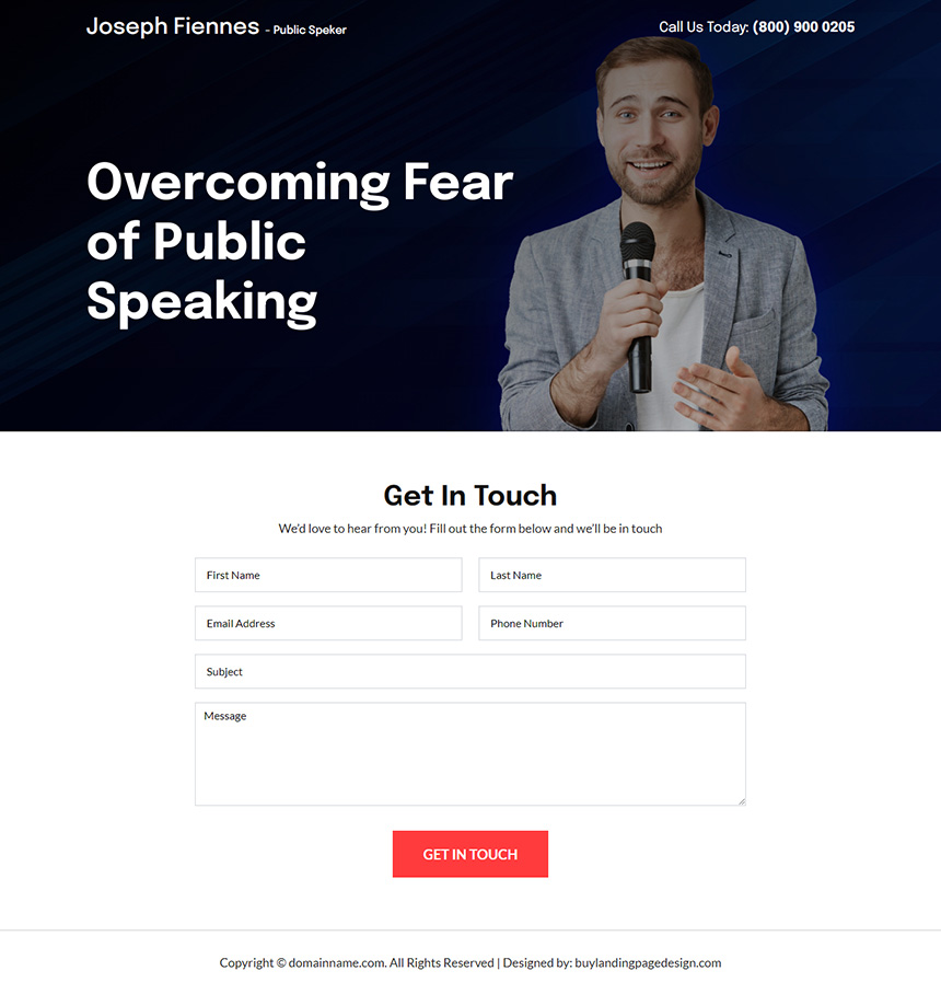 public speaker lead capture responsive landing page