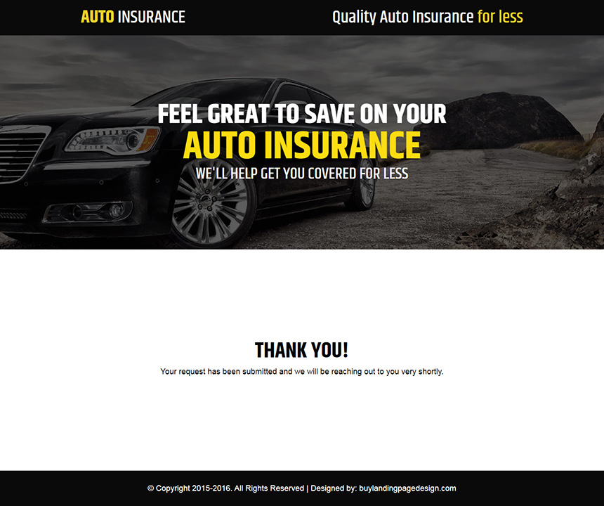 quality auto insurance free quote responsive landing page