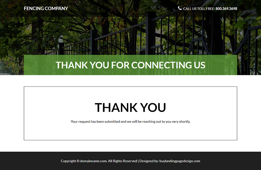 fencing solution company lead capture responsive landing page