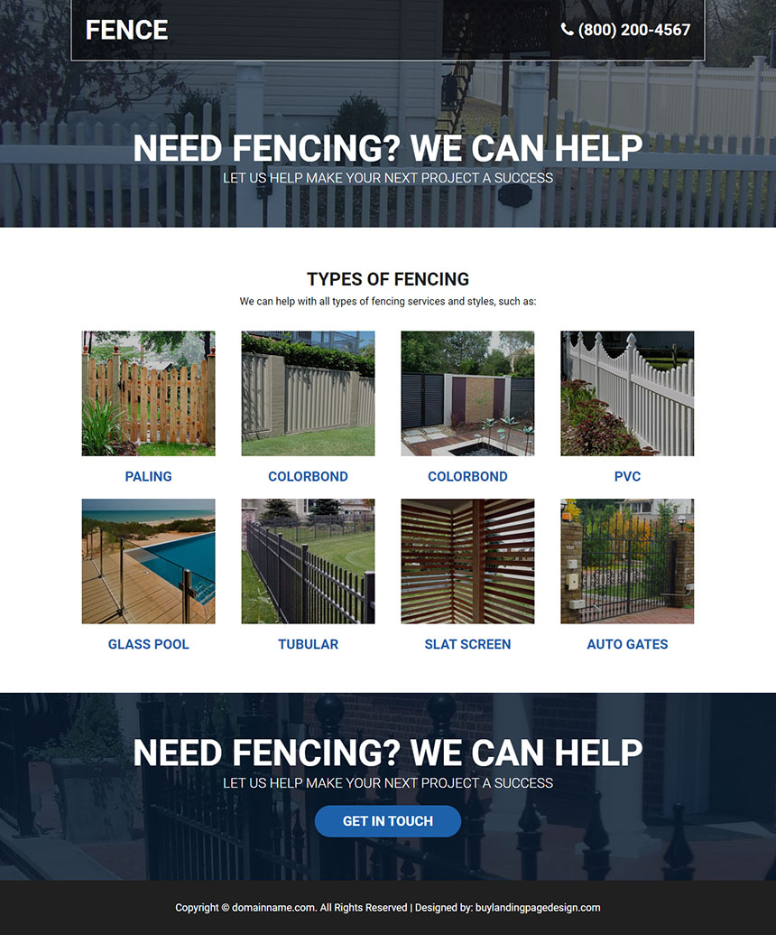 quality fencing solutions responsive landing page