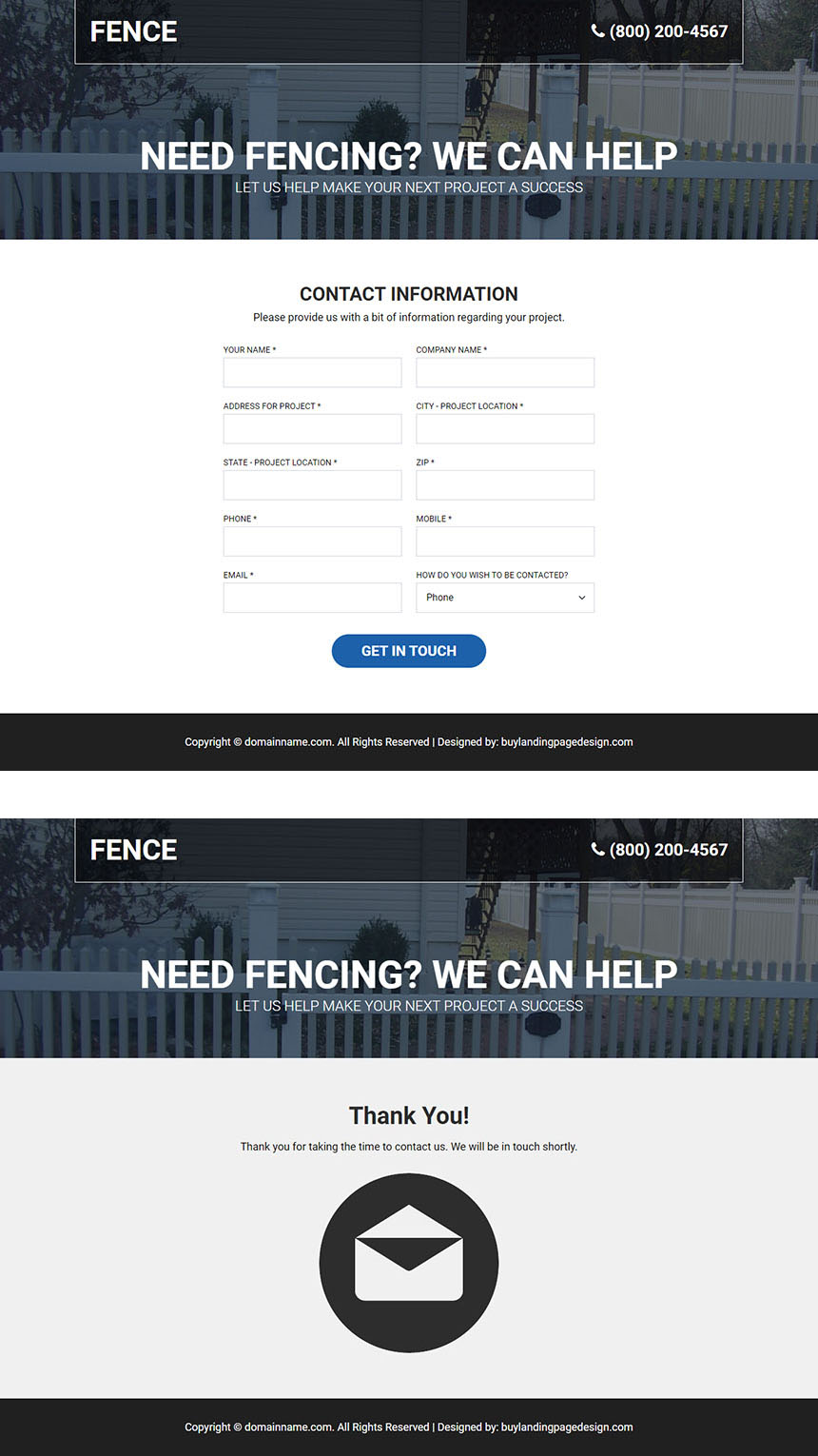 quality fencing solutions responsive landing page