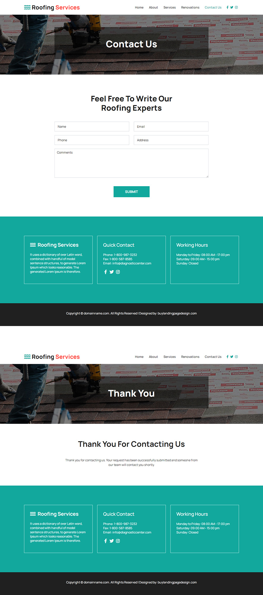 roofing service provider responsive website design