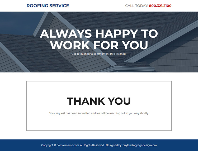 quality roofing service responsive landing page design