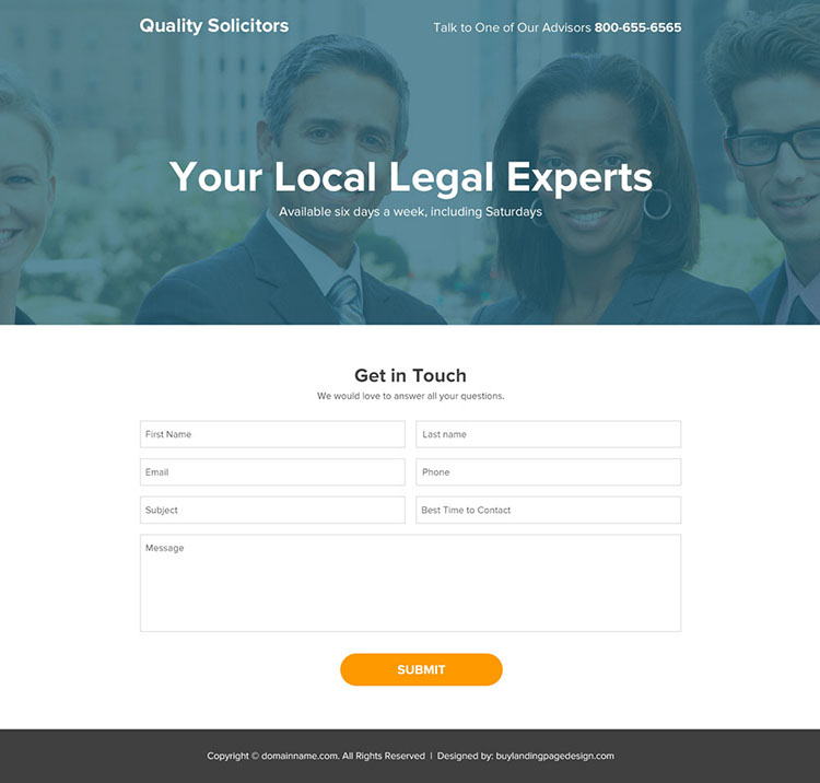 local solicitors lead generating responsive landing page design