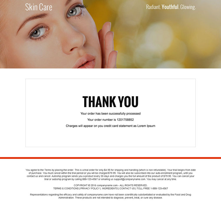 skin care serum selling bank page design