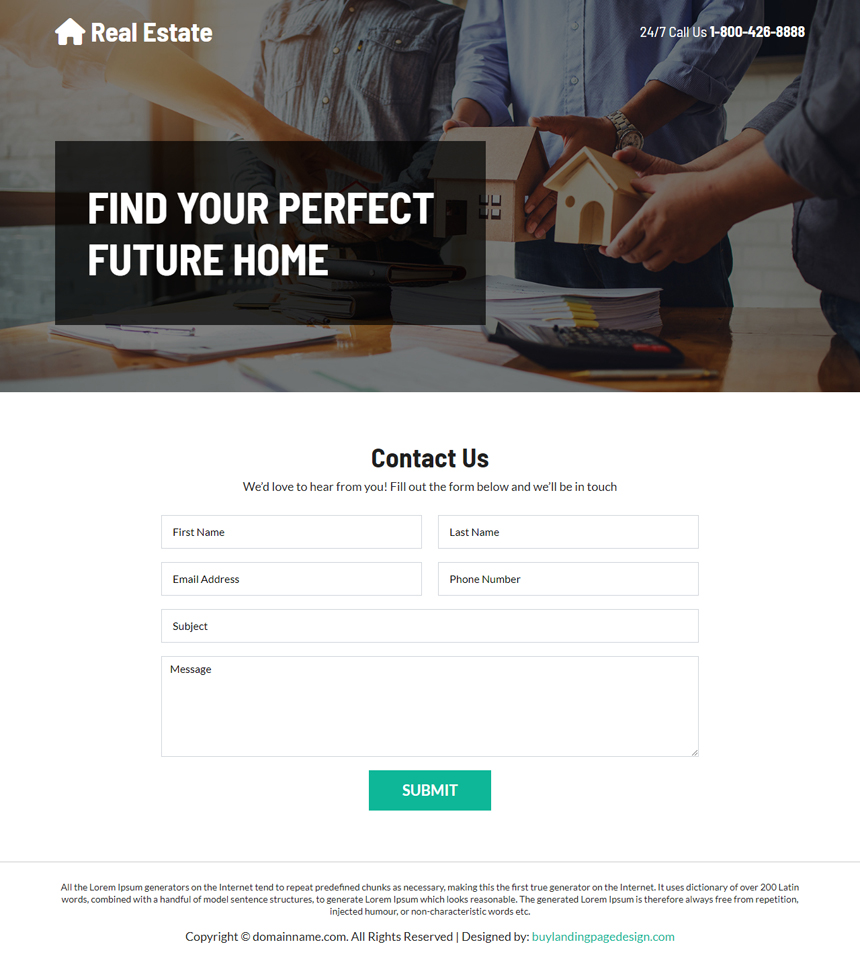 real estate business responsive landing page design