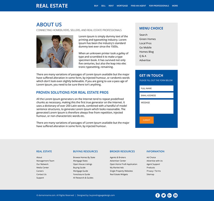 clean real estate property listing responsive website design