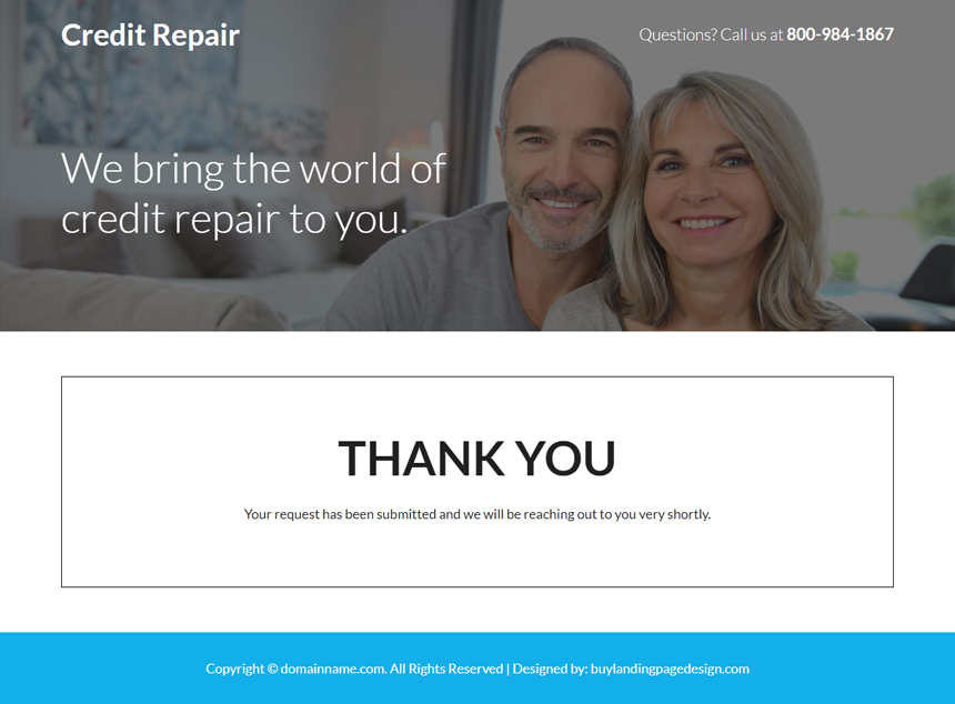 minimal credit repair service landing page design