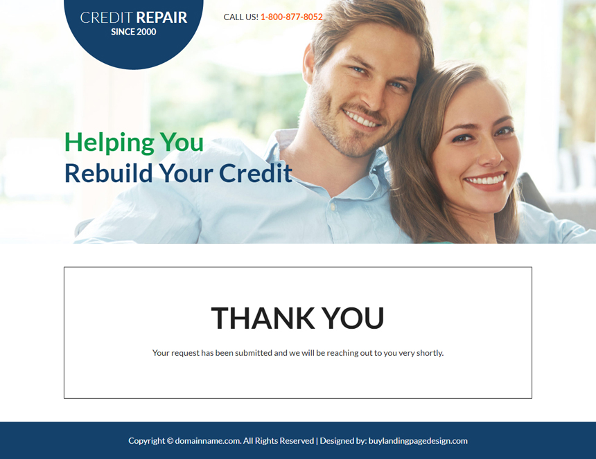 personalized credit repair service landing page