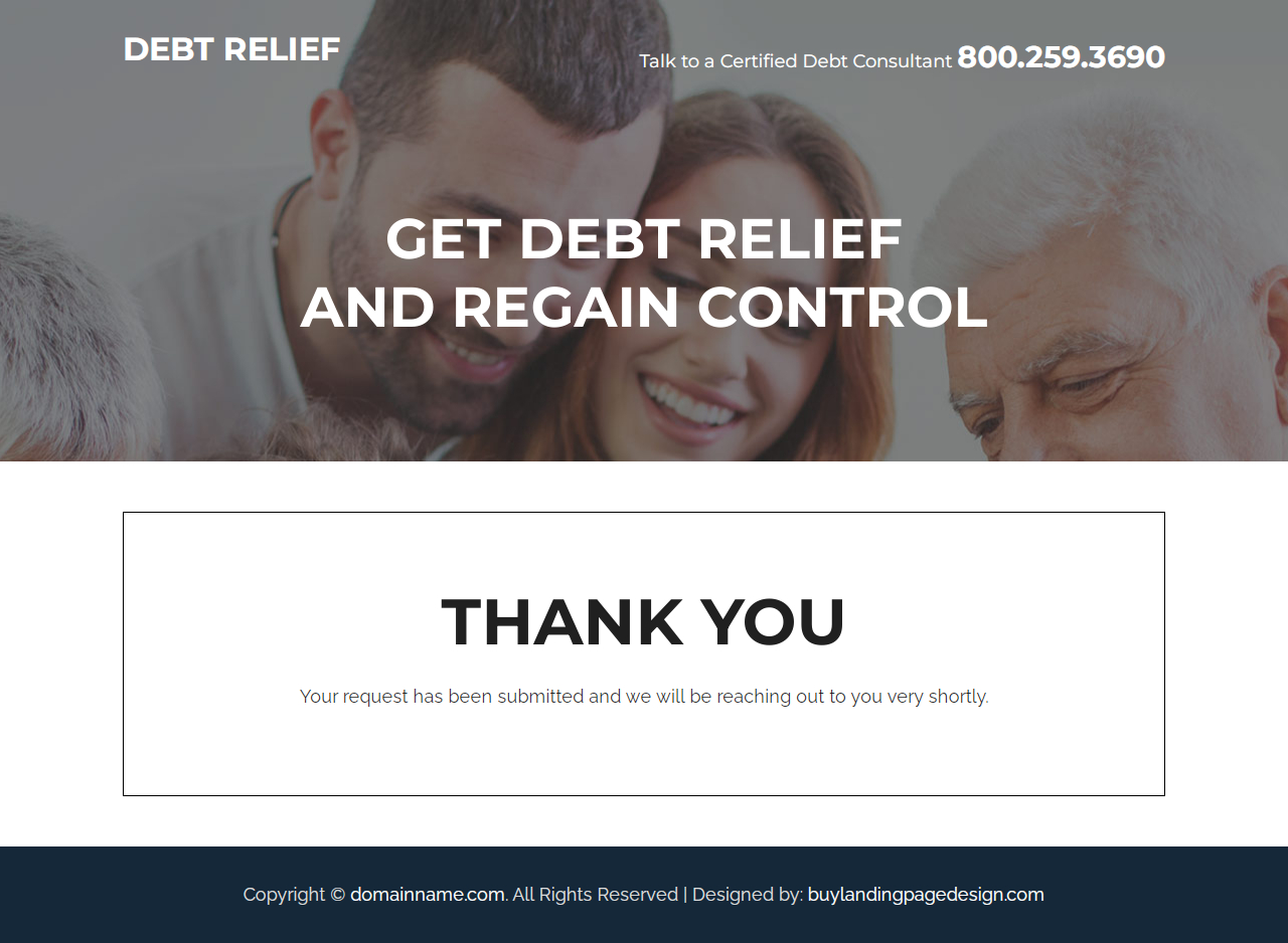 debt relief consultant responsive landing page