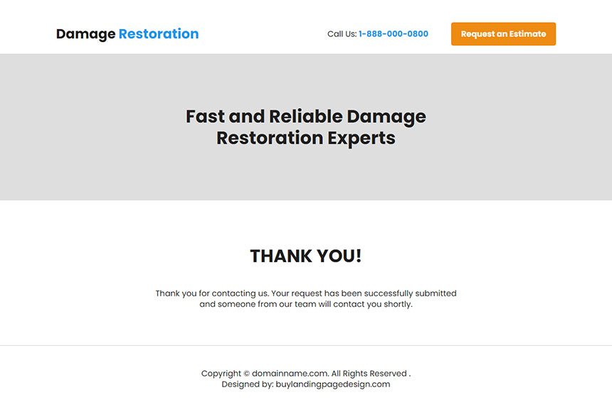 reliable damage restoration experts responsive landing page