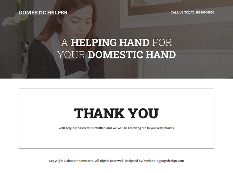 reliable domestic helper service responsive landing page design