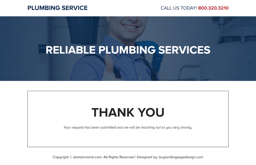 reliable plumbing service responsive landing page