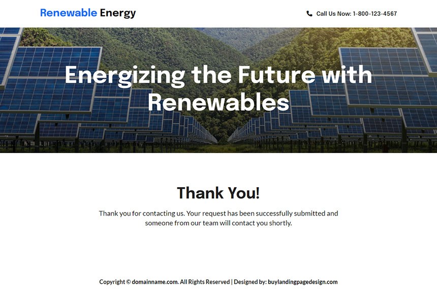 renewable energy responsive lead capture landing page