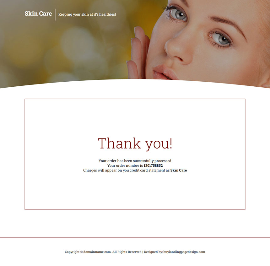skin care product ecommerce responsive landing page