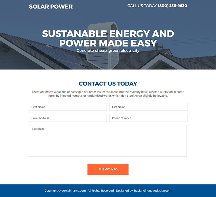 residential solar energy companies responsive landing page design