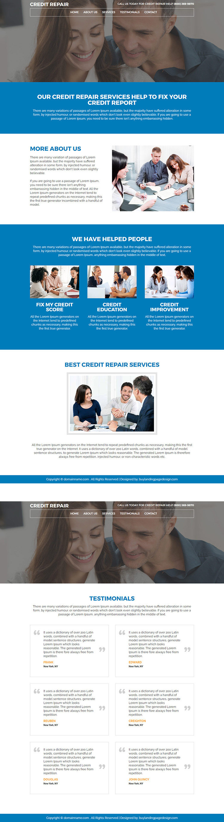 responsive credit repair service website design