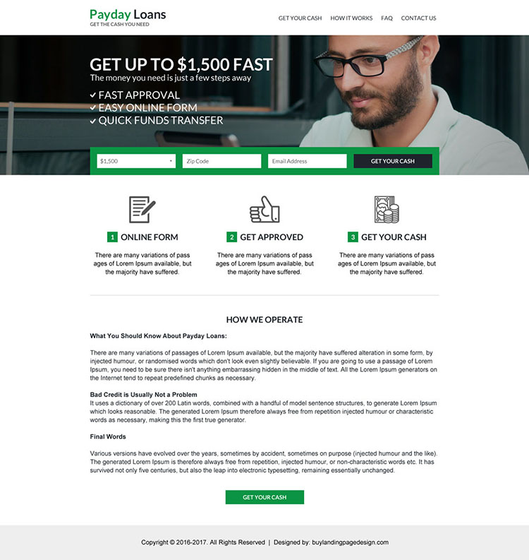 responsive online payday loan business website design