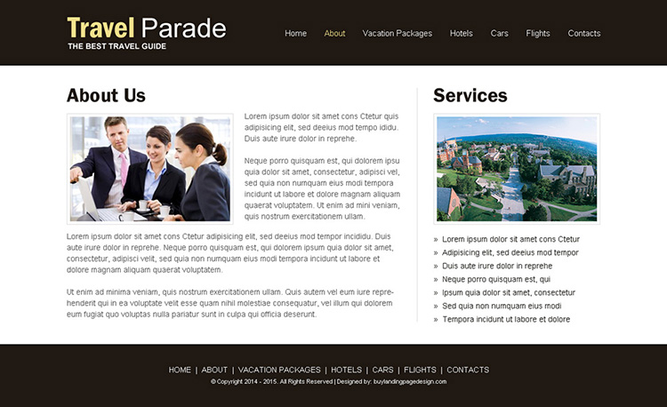 responsive travel business website design template