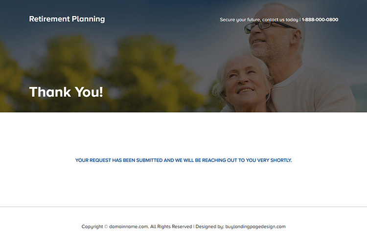 professional retirement planning lead generating landing page