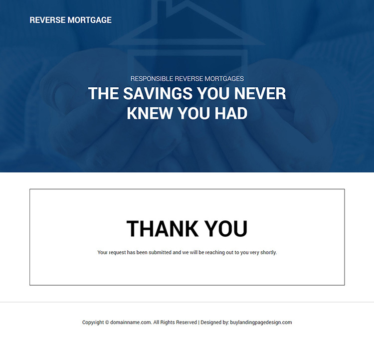 reverse mortgage company responsive landing page design