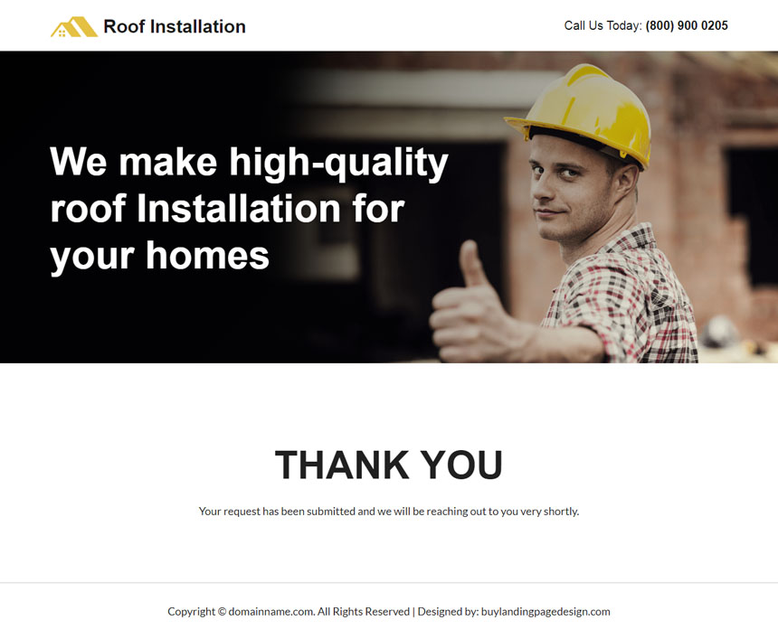 roof installation services lead capture landing page