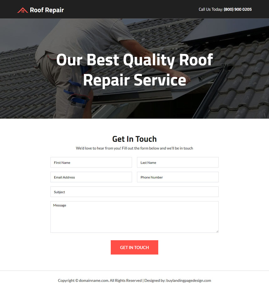 roofing experts lead capture landing page design