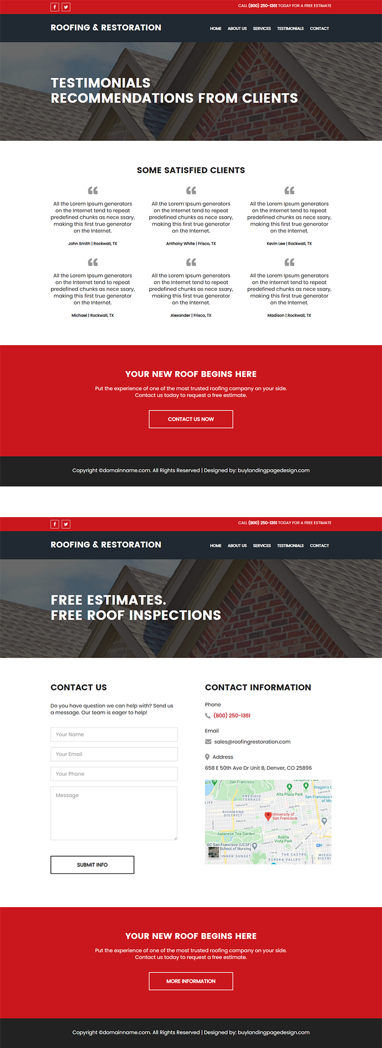 residential and commercial roofing services responsive website design