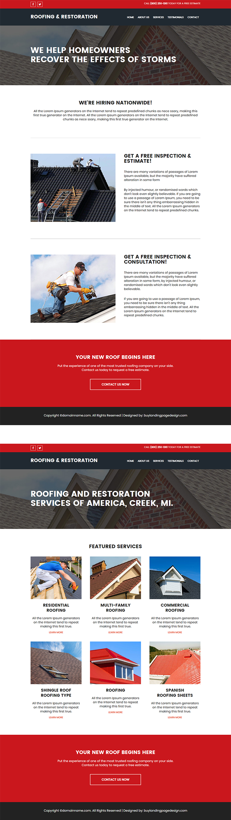 residential and commercial roofing services responsive website design