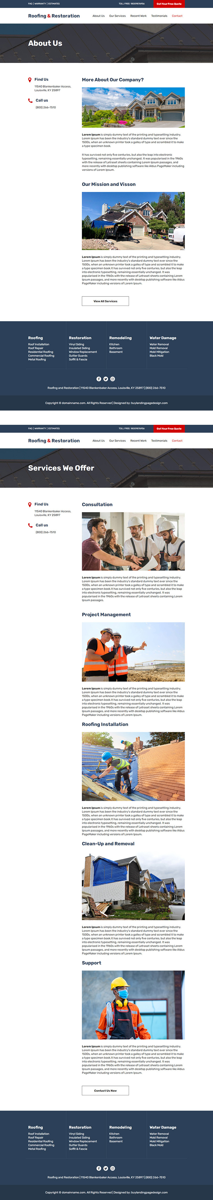 roofing and restoration service responsive website design