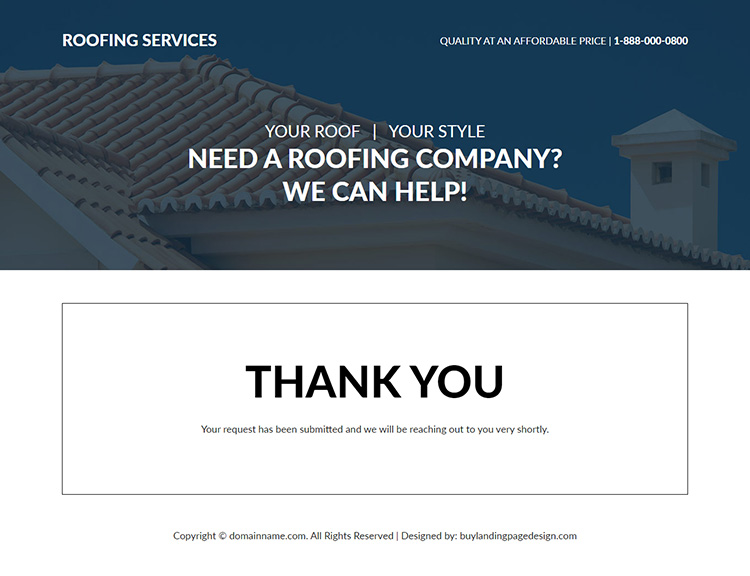 roofing company lead generating responsive landing page