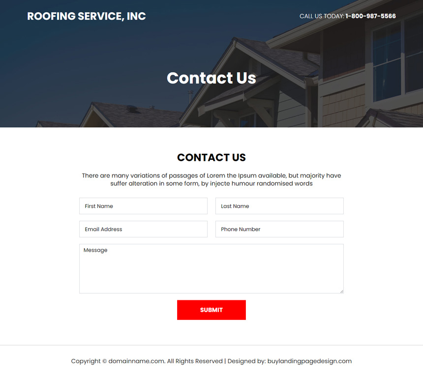 roofing solutions responsive landing page