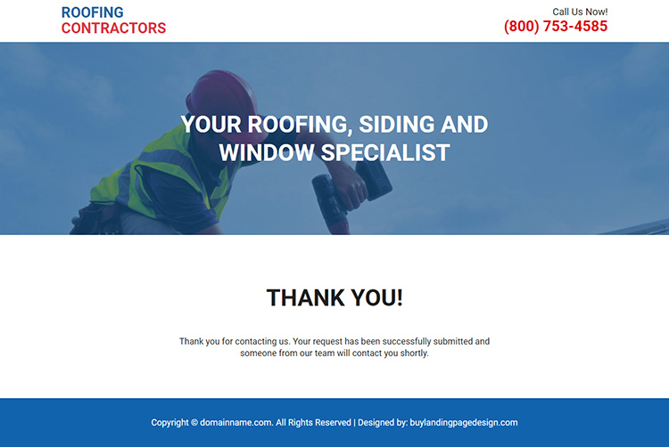 residential and commercial roofing contractor landing page