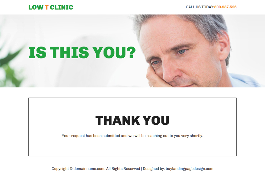 low testosterone therapy responsive lead capture landing page