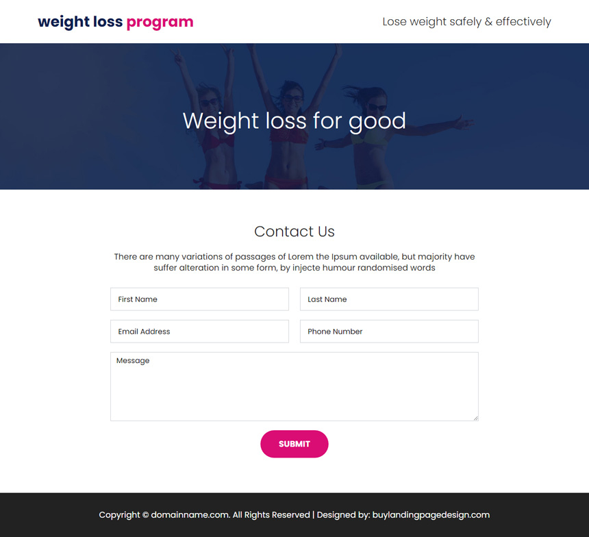 weight loss program lead generating landing page